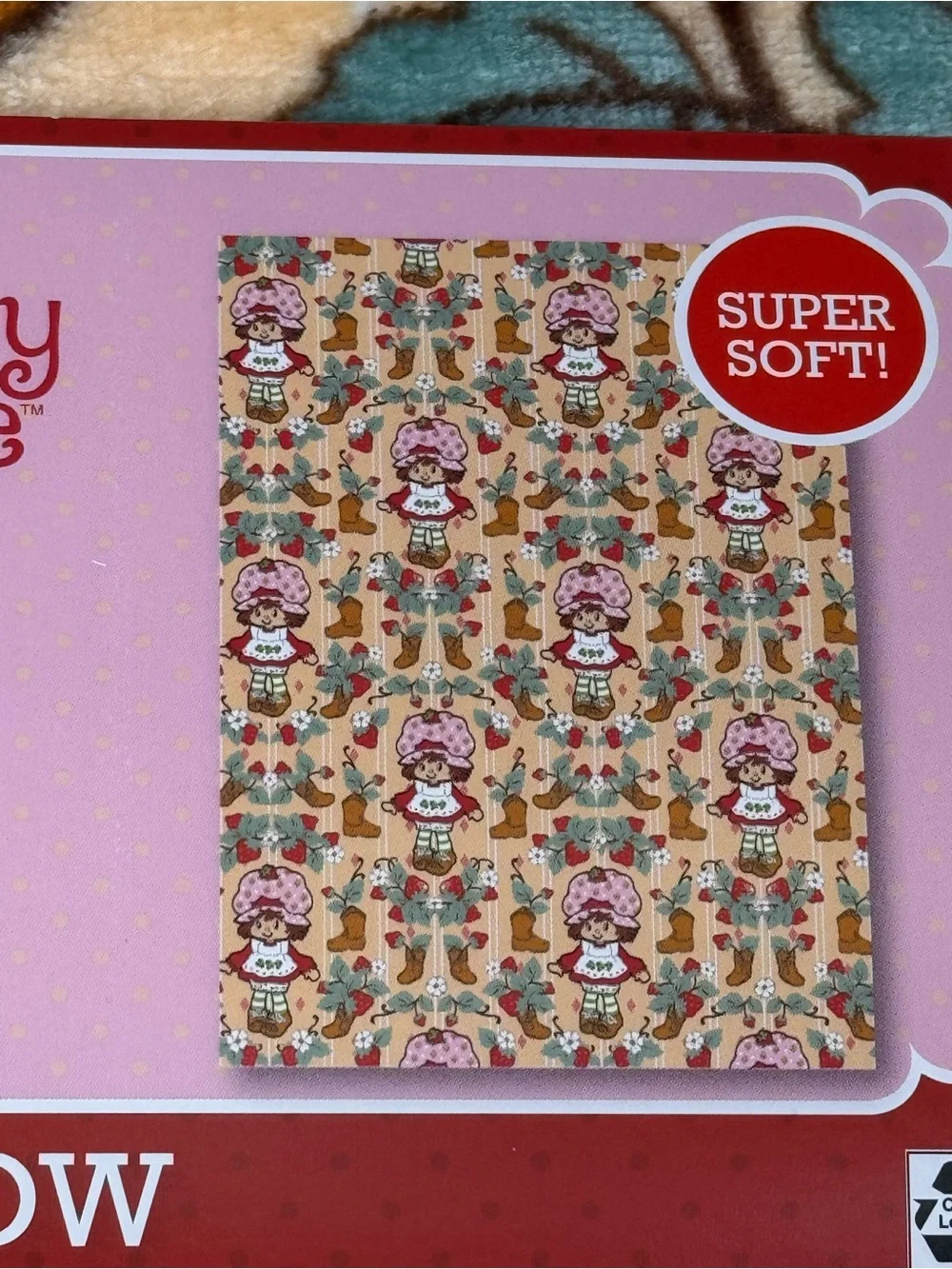 Strawberry Shortcake Plush Throw Blanket - Pale Orange with Boots & Strawberries